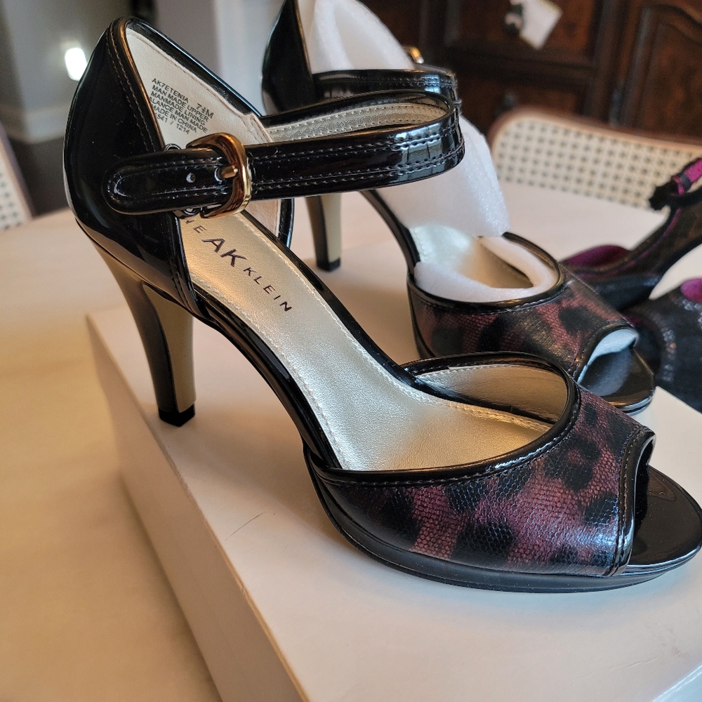 NWT Anne Klein Animal Print Patent Heels 👠 Sz 7.5